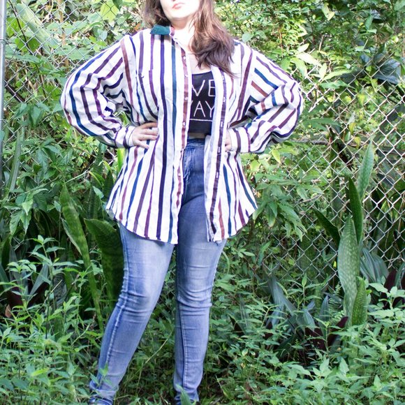 Vintage Tops - Oversized Button up shirt Vintage Colorful XXL
